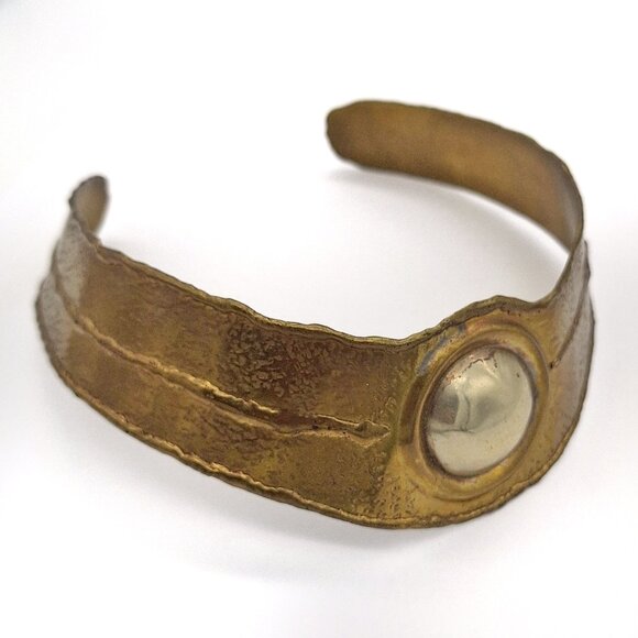 Brutalist Brass Necklace Mythological Cosplay Tribal Warrior Princess Choker - Picture 2 of 11